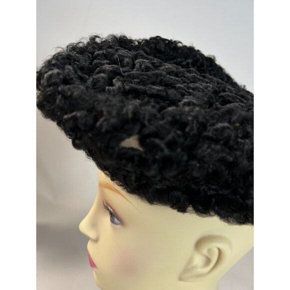Vintage Hazel Eller Custom Black Persian Lamb Beret Hat - Picture 7 of 16